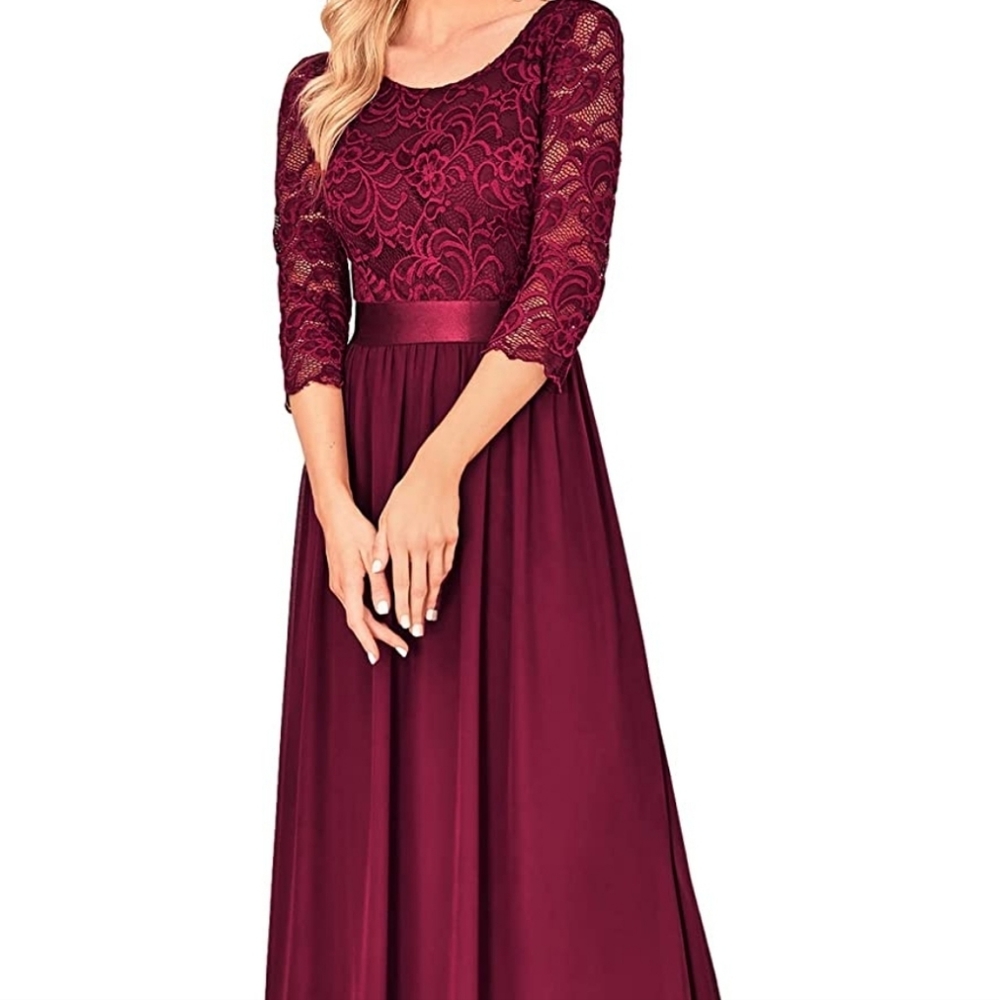 Ever-Pretty Women's 3/4 Sleeve Empire Waist Maxi Prom Dress